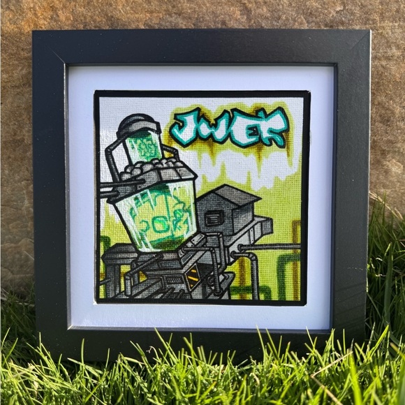 Original Art “Toxic Skull” by Independent Artist Graffiti Style Framed Canvas - Picture 1 of 2